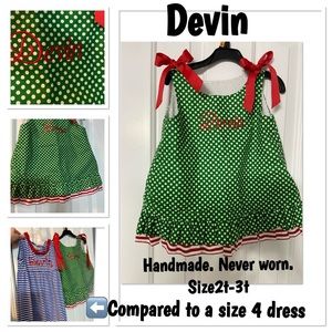 Girls handmade  Christmas dress/ tunic. Never worn.